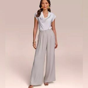 NWT Donna Karan New York Women's Pleated Wide-Leg Pants - Tuscan Grey, size 10